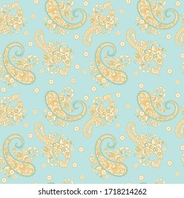 Traditional seamless paisley pattern. Indian floral ornament.