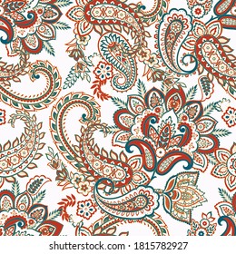 Patrón paisley tradicional sin costura. Ornamento floral indio.