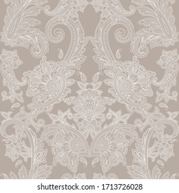 Traditional seamless paisley pattern for textile design and fabrics. Classic seamless paisley background on vector