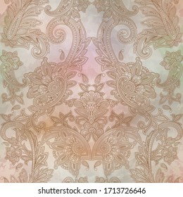 Traditionelles, nahtloses Paisley-Muster für Textildesign und Stoffe. Klassischer, nahtloser Paisley-Hintergrund auf Vektorillustration