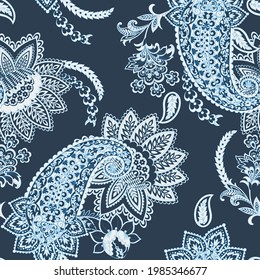 Traditionelles, nahtloses Paisley-Muster. Vektorindische Blumenschmuck.