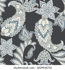 Patrón paisley tradicional sin costura. Ornamento vectorial indio floral.