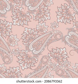 Patrón paisley tradicional sin costura. Ornamento vectorial indio floral.