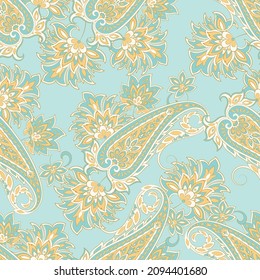 Traditionelles, nahtloses Paisley-Muster. Vektorindische Blumenschmuck.