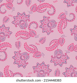 Traditional seamless paisley pattern. Vector Indian floral ornament.