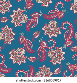Traditional seamless paisley pattern. Vector Indian floral ornament.