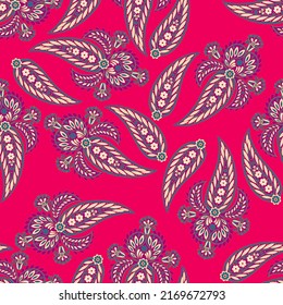 Traditional seamless paisley pattern. Vector Indian floral ornament.