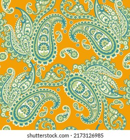 Patrón paisley tradicional sin costura. Ornamento vectorial indio floral.