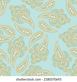 Traditional seamless paisley pattern. Vector Indian floral ornament.