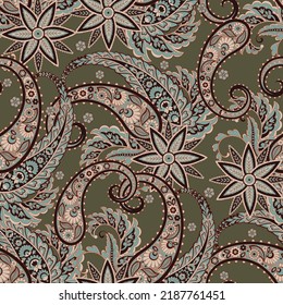 Traditionelles, nahtloses Paisley-Muster. Vektorindische Blumenschmuck.