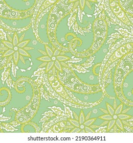 Patrón paisley tradicional sin costura. Ornamento vectorial indio floral.
