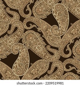 Traditional seamless paisley pattern. Vector Indian floral ornament.