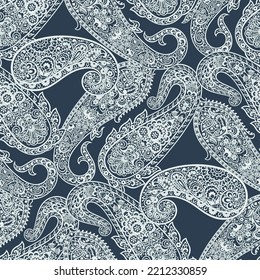 Traditional seamless paisley pattern. Vector Indian floral ornament.