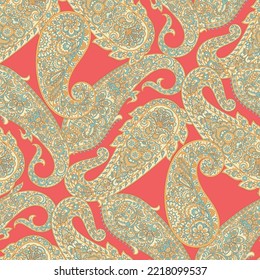 Patrón paisley tradicional sin costura. Ornamento vectorial indio floral.
