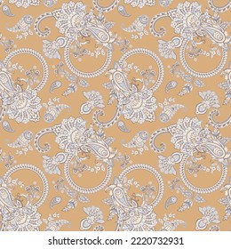 Traditional seamless paisley pattern. Vector Indian floral ornament