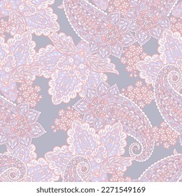 Traditional seamless paisley pattern. Vector Indian floral ornament.