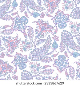 Traditional seamless paisley pattern. Vector Indian floral ornament.