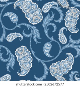 Traditional seamless paisley pattern. Vector Indian floral ornament.