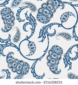 Padrão de paisley sem costura tradicional. Vetor ornamento floral indiano.