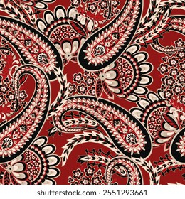 Patrón tradicional de paisley sin costuras. Ornamento floral indio de Vector.