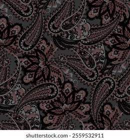 Traditional seamless paisley pattern. Vector Indian floral ornament.