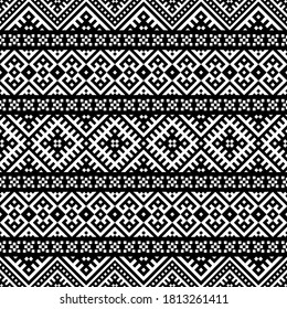 Motif traditionnel harmonieux d'aztèque, arrière-plan texture à motif ethnique, en noir et blanc