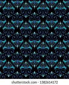 traditional seamless pattern of batik motif background or luxury geometric wallpaper.Stylish fabric print vector design. Creative textile background for fashion or cloth. Blue