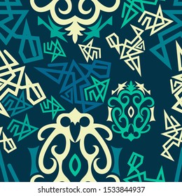 traditional seamless pattern of batik motif. Stylish fabric vector design. Creative textile background for fashion or cloth. borneo style