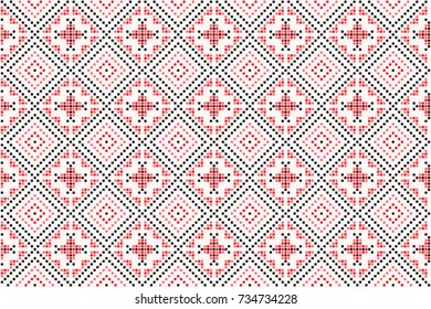 traditional seamless pattern with classic, geometric ornament. vector decorative background. handcrafted floral motif for handmade weaving. ethnic print design