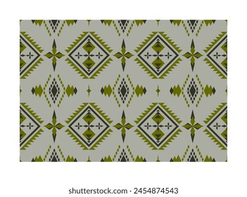 Traditional seamless pattern, geometric ethnic  element , green design for fabrics, textile, wrapping, tiles, background and carpet green 