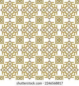 Traditional  seamless pattern. Ornamental vector background. Repeat modern golden ornaments. Tribal ethnic style elegant isolated design on white background. Abstract flowers, lines, shapes, squares.