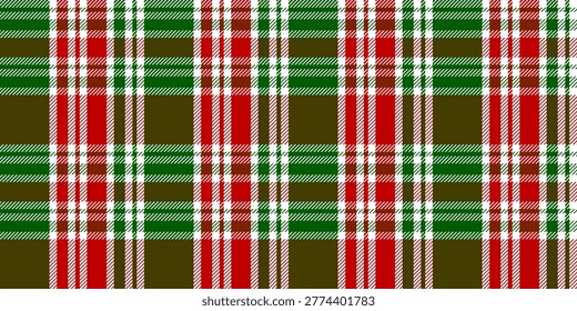 Traditional seamless pattern red and green plaid fabric with wool blanket texture for creating cozy holiday design and gift wrapping