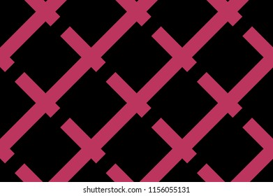 Traditional seamless pattern with slanted, diagonal lines, stripes. Black and pink. Vector illustration.