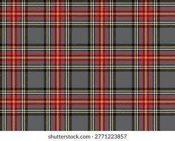 Traditional seamless plaid pattern background. charcoal gray and red classic tartan plaid vector pattern for minimalist fashion and accessories