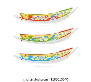 Traditional Senegalese boat vector in the white background, Dakar - Senegal /Illustration