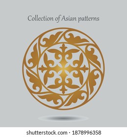 Traditionelle Muster der nomadischen Völker Zentralasiens, ein wunderschönes orientalisches Ornament. Zirkuläre Maskottmuster.