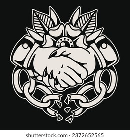 Traditional shake hands tattoo vector design