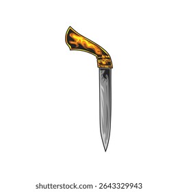 Traditional Short Badik Knife Vector Design Illustration