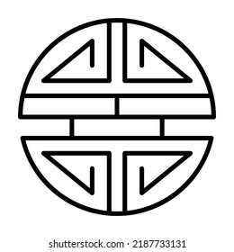 Traditional shou icon, spiritual isolated shu flat symbol, asian vector illustration .