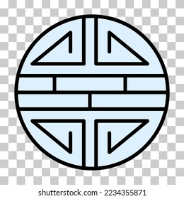 Traditional shou icon, spiritual isolated shu flat symbol, asian vector illustration .