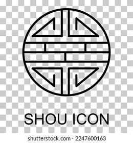 Traditional shou icon, spiritual isolated shu flat symbol, asian vector illustration .