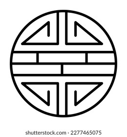 Traditional shou icon, spiritual isolated shu flat symbol, asian vector illustration .