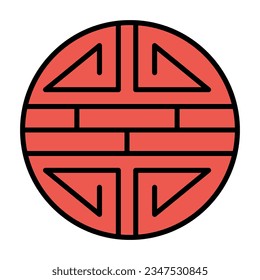 Traditional shou icon, spiritual isolated shu flat symbol, asian vector illustration .