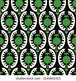 Traditional silk fabric pattern - ikat or adras (in Uzbek), a national textile product of Central Asian countries, for producing this fabric usually used handmade technologies. 