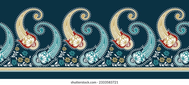 Traditional Silk Paisley Border Design 