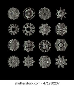 Traditional silver decor on white background.Oriental vector silver pattern. Abstract ornament. Vector illustration.
