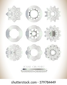 Traditional silver decor. Oriental silver pattern. Abstract silver ornament.