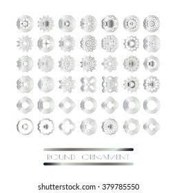 Traditional silver decor. Oriental silver pattern. Abstract silver ornament.