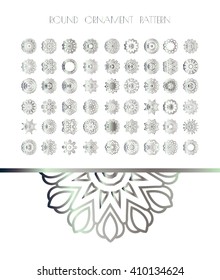 Traditional silver decor. Oriental silver pattern. Abstract silver ornament.