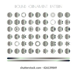 Traditional silver decor. Oriental silver pattern. Abstract silver ornament.